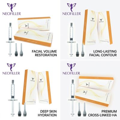 Biocompatibele 1 ml hyaluronzuur huidvuller Cross-Linked injecteerbare gel 24 maanden geldigheid Gezichtsvolumeherstel