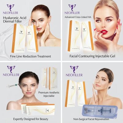 Steriele 1ml-spuit Hyaluronzuur Huidvuller Biocompatibele cross-linked injecteerbare gel Plank voor 24 maanden Gezichtscontouren