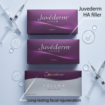 Gelformuleering Juvederm Dermal Filler 2 maal 1 ml volume hypodermische injectiediepte geschikt voor medische cosmetische toepassingen