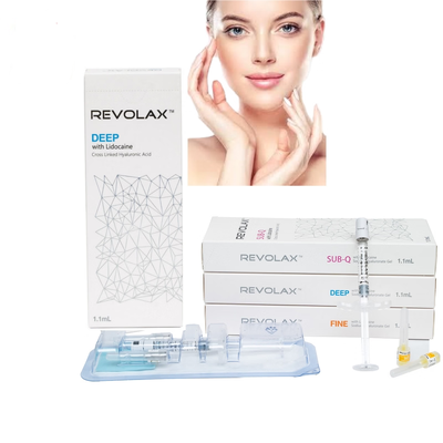 Glanzige en elastische gelconsistentie Revolax Dermal Filler Fijn diep Sub-Q injecteerbaar gel Opbergen bij 2-25°C Ideaal voor het herstellen van gezichtsvolume