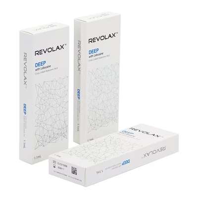 Glanzige en elastische gelconsistentie Revolax Dermal Filler Fijn diep Sub-Q injecteerbaar gel Opbergen bij 2-25°C Ideaal voor het herstellen van gezichtsvolume